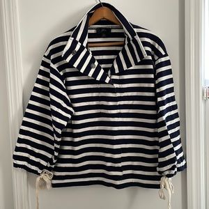 J. Crew Navy and White Striped Pullover Sweatshirt
